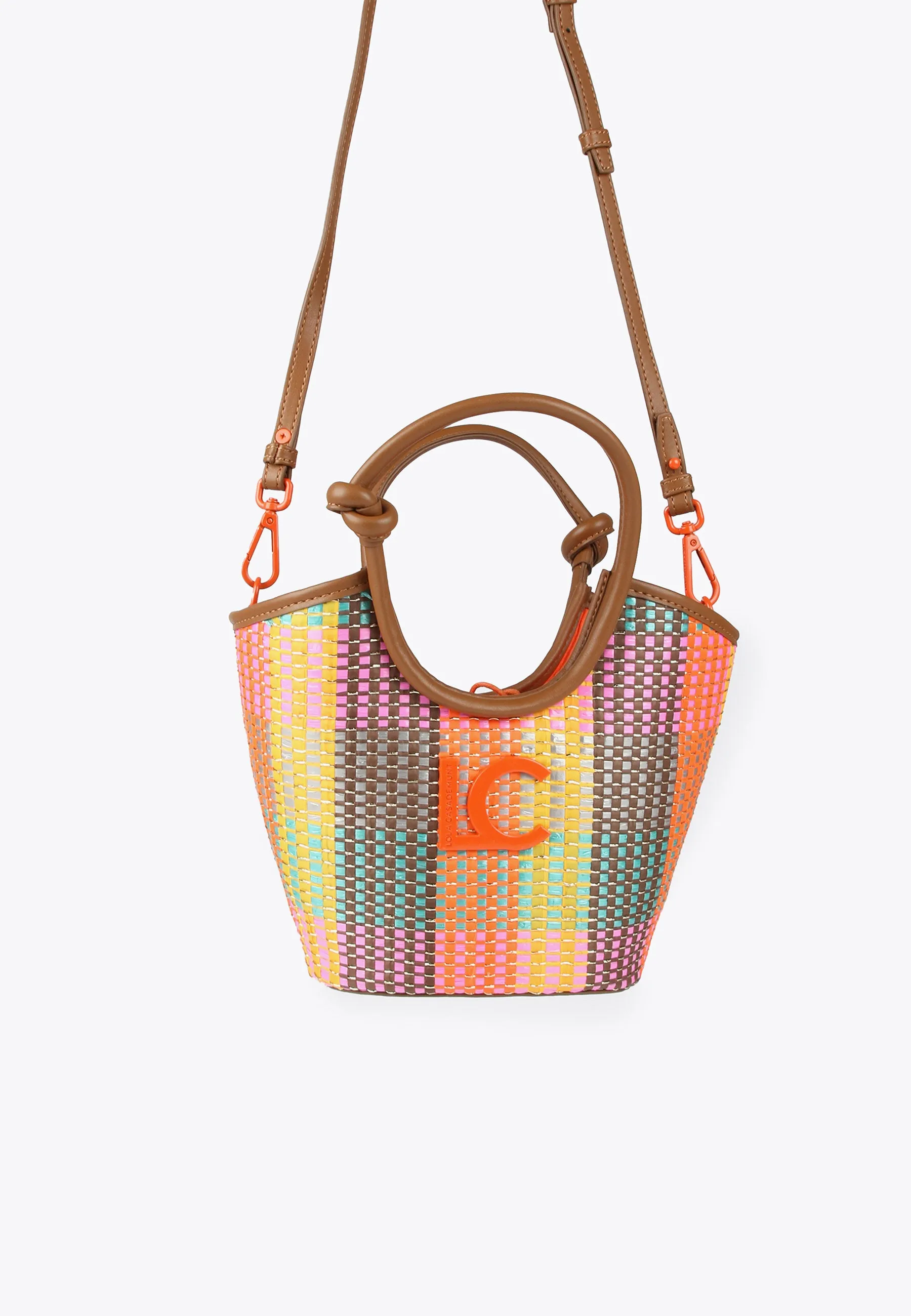 Multicoloured basket-style crossbody bag