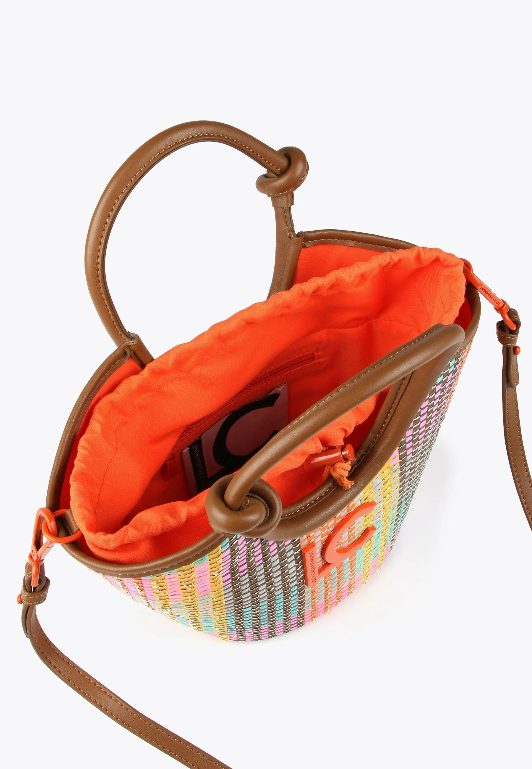 Multicoloured basket-style crossbody bag