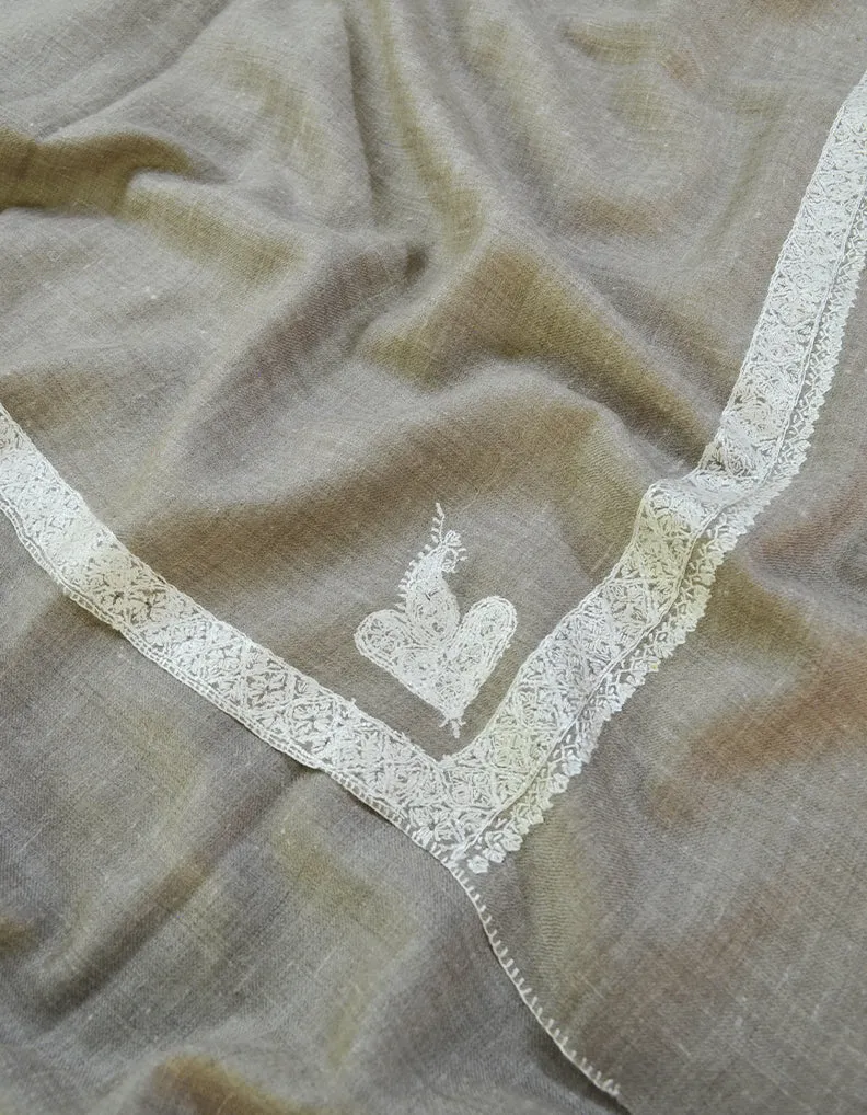 natural embroidery Pashmina stole 8671