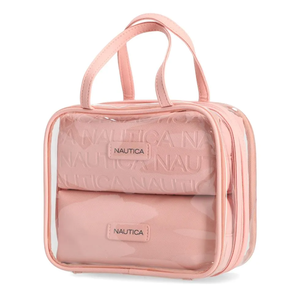 Nautica 3-Piece Clear Cosmetic Case Set
