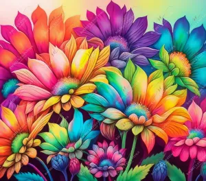 Neon Flowers- clear cast decal
