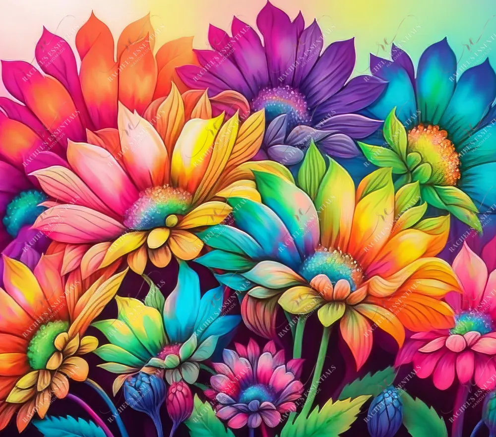 Neon Flowers- clear cast decal
