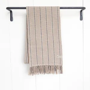 Neutral Ticking Stripe Handwoven Alpaca Scarf
