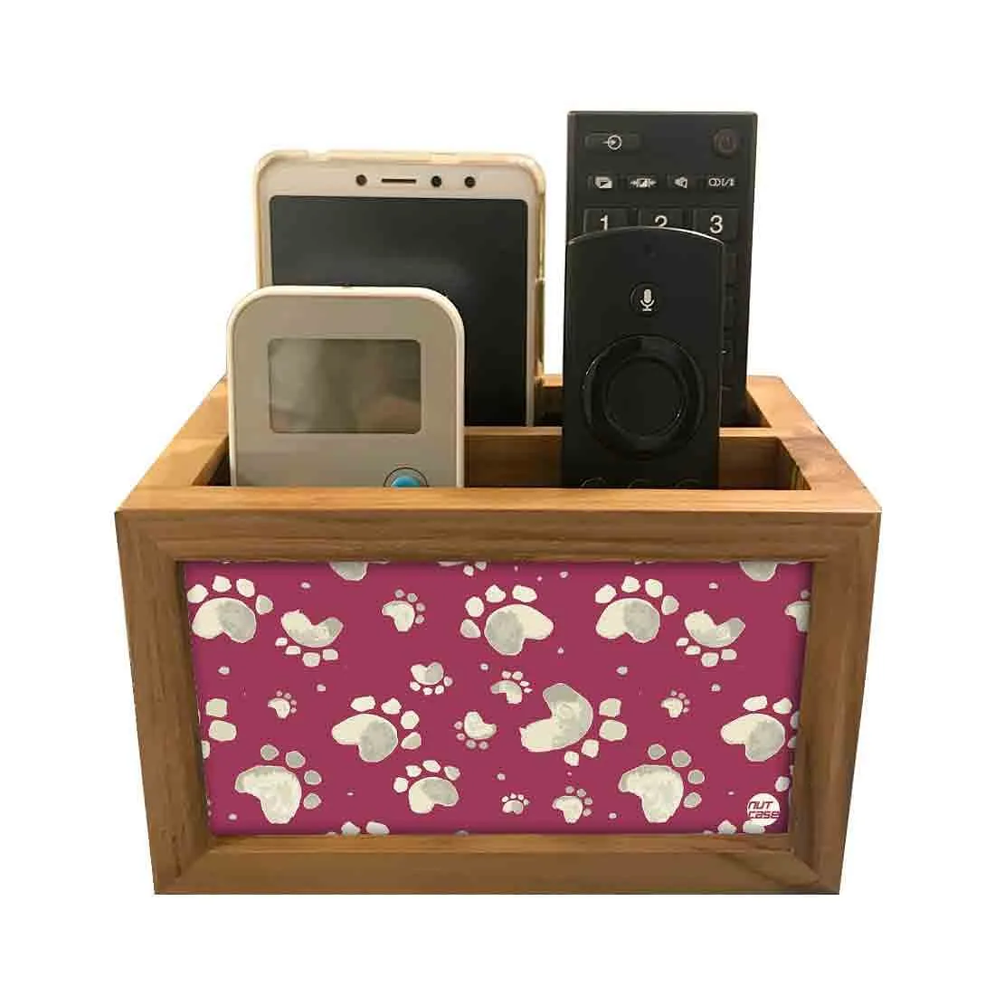 Organizer For TV AC Remotes -Paw Tattoos Red