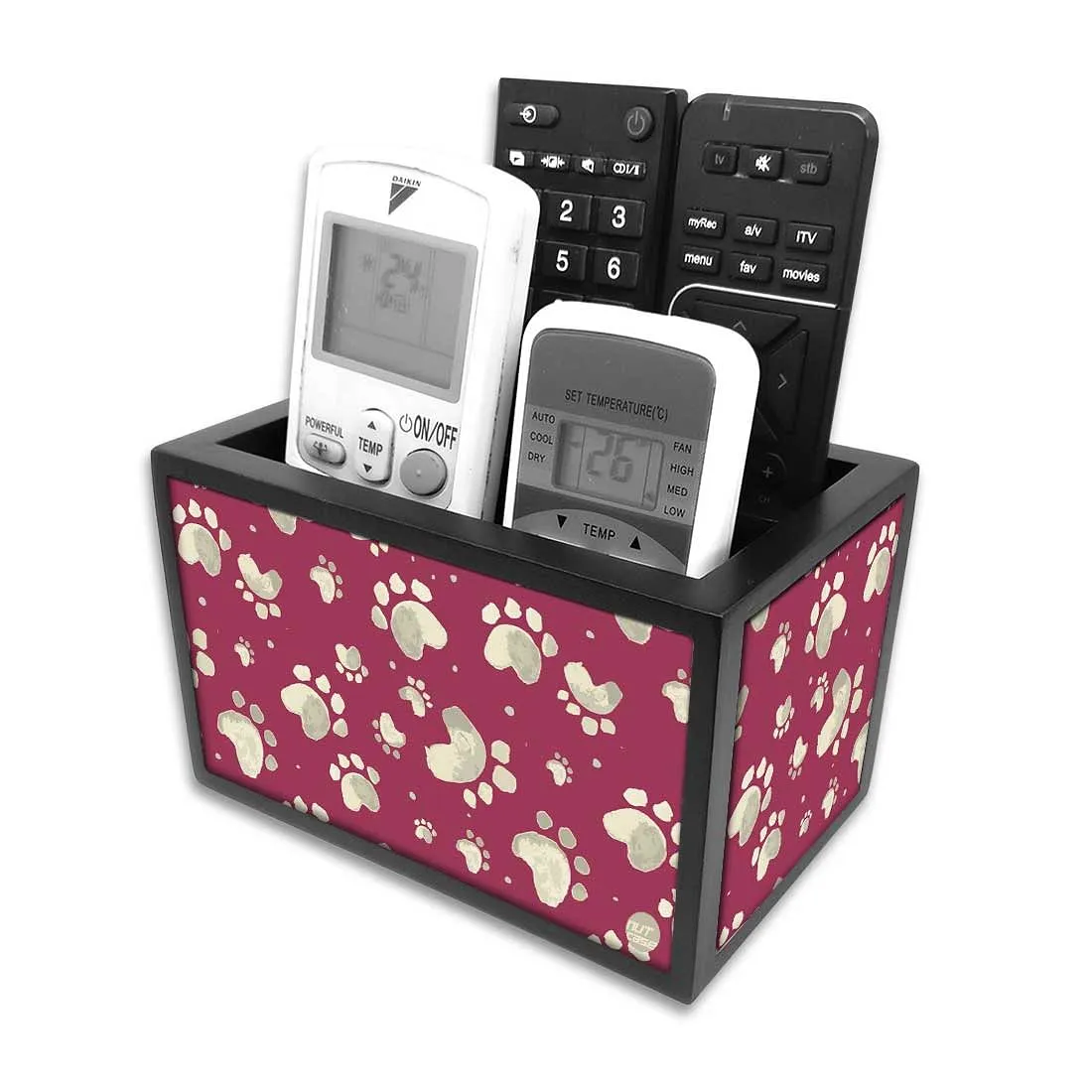 Organizer For TV AC Remotes -Paw Tattoos Red