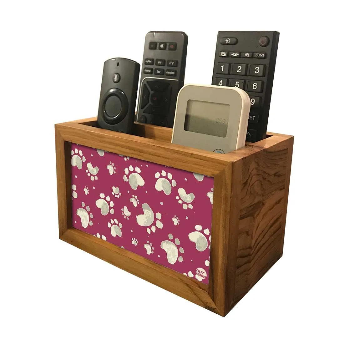 Organizer For TV AC Remotes -Paw Tattoos Red