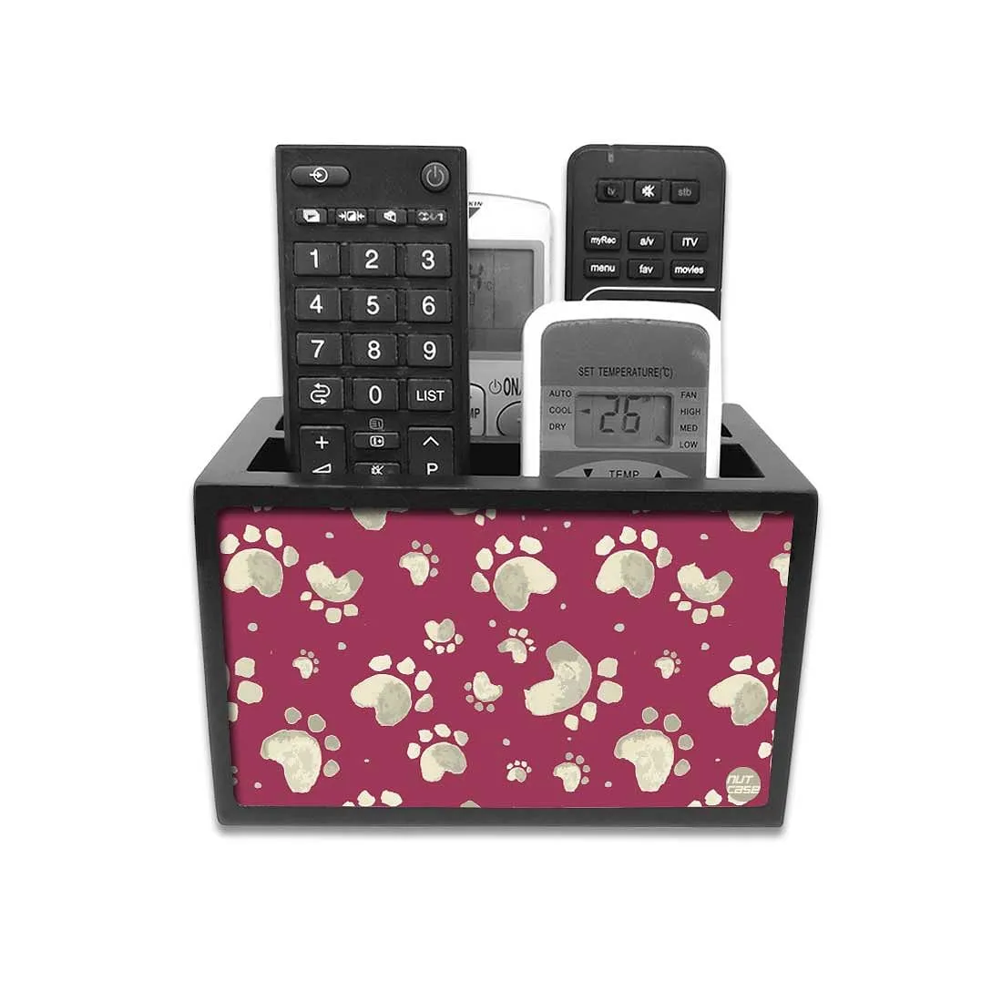 Organizer For TV AC Remotes -Paw Tattoos Red