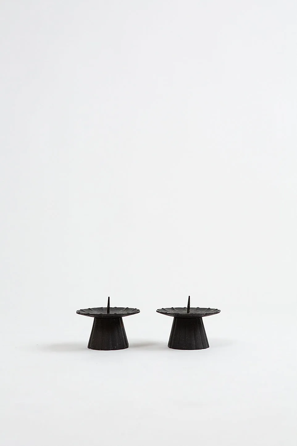 Pair of Rustic Black Iron Candlesticks