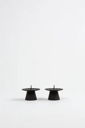 Pair of Rustic Black Iron Candlesticks