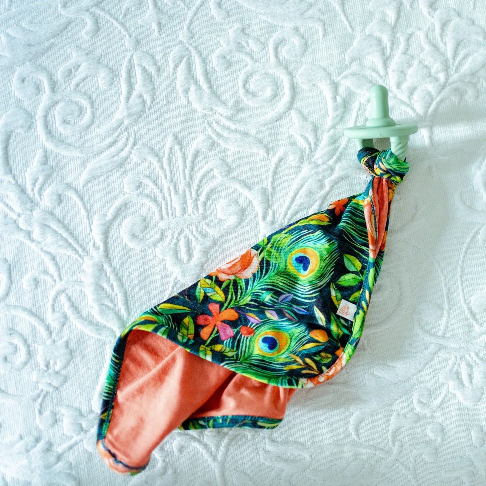 Peacock Floral | Coral Baby Lovey