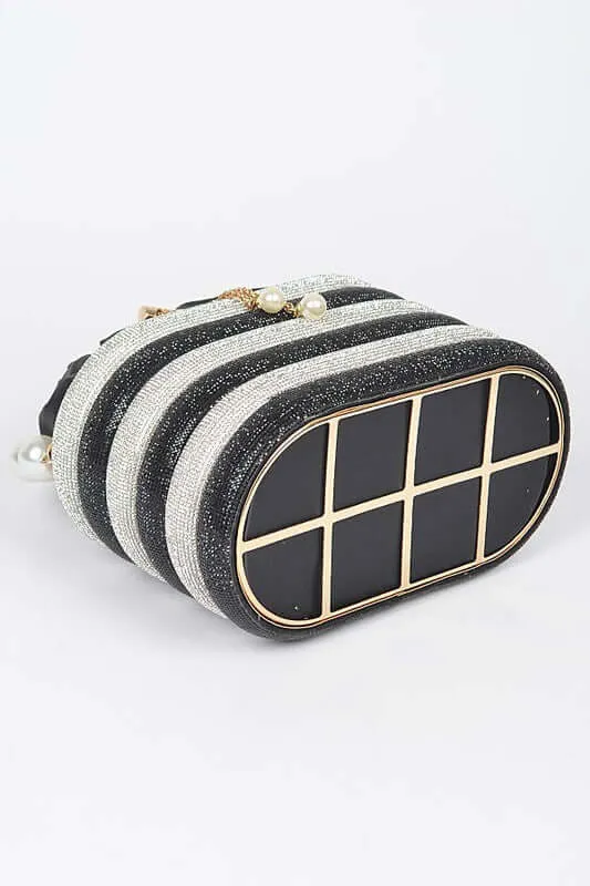 Pearl Handle Rhinestone Bucket Clutch