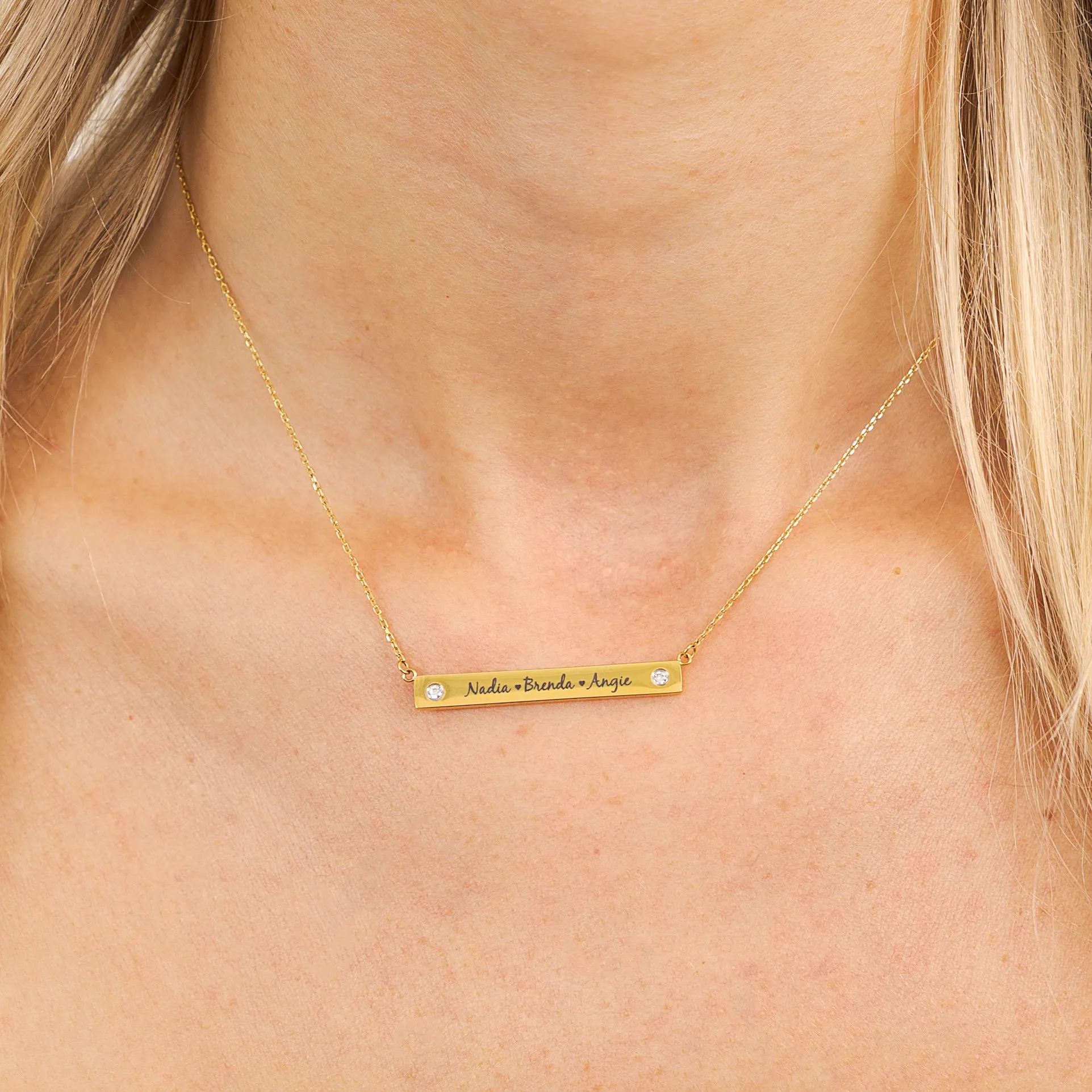 Personalized Diamond Bar Necklace