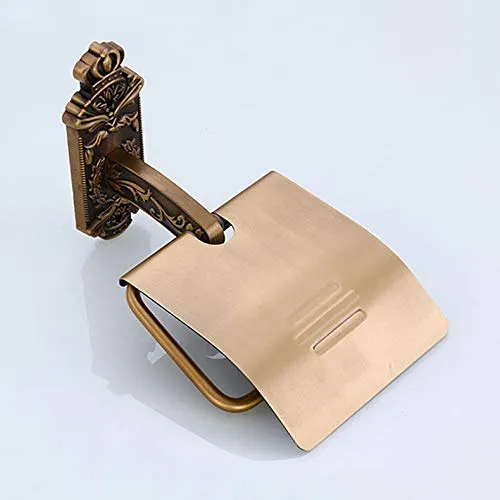 Plantex Antique Aluminum Toilet Paper Roll Holder/Tissue Paper Holder for Washrtoom/Bathroom Accessories (Brass-Antique)