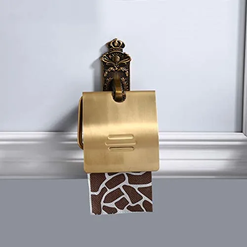 Plantex Antique Aluminum Toilet Paper Roll Holder/Tissue Paper Holder for Washrtoom/Bathroom Accessories (Brass-Antique)