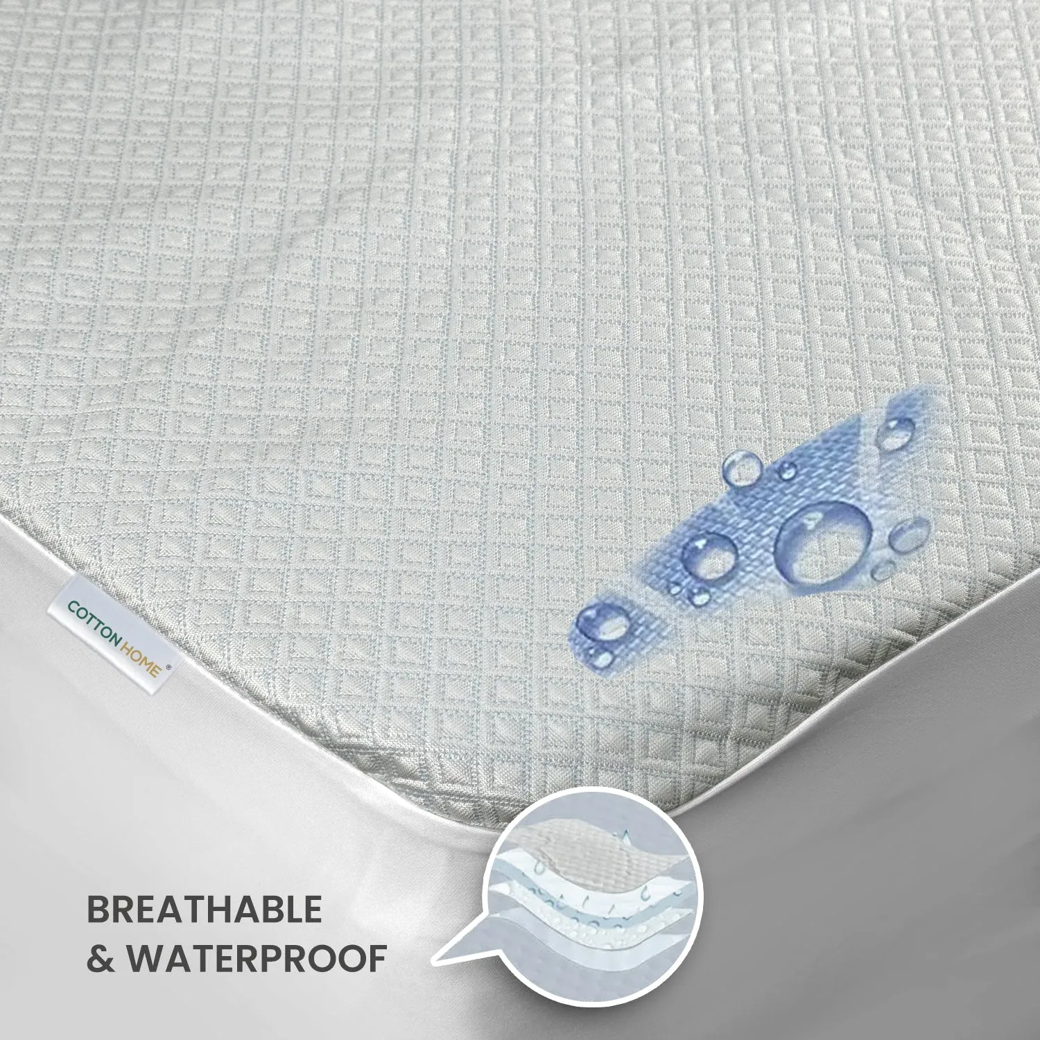 Premium Cooling Mattress Protector 200x200 35CM | Breathable & Waterproof by Cotton Home