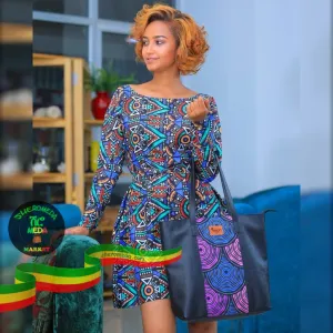 Purple blue mixed fashion bag