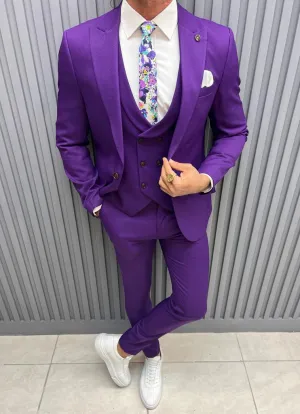 Purple Slim Fit Groom Wedding Suit for Men | GentWith