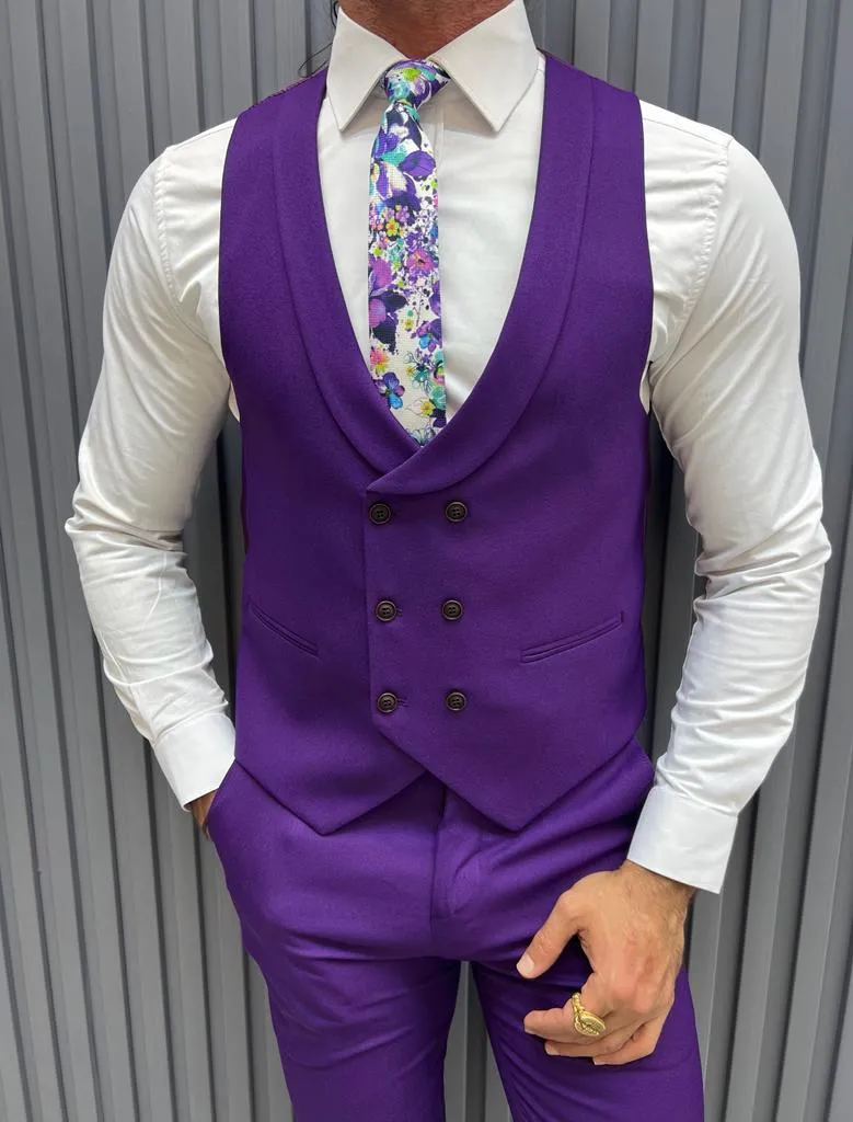 Purple Slim Fit Groom Wedding Suit for Men | GentWith