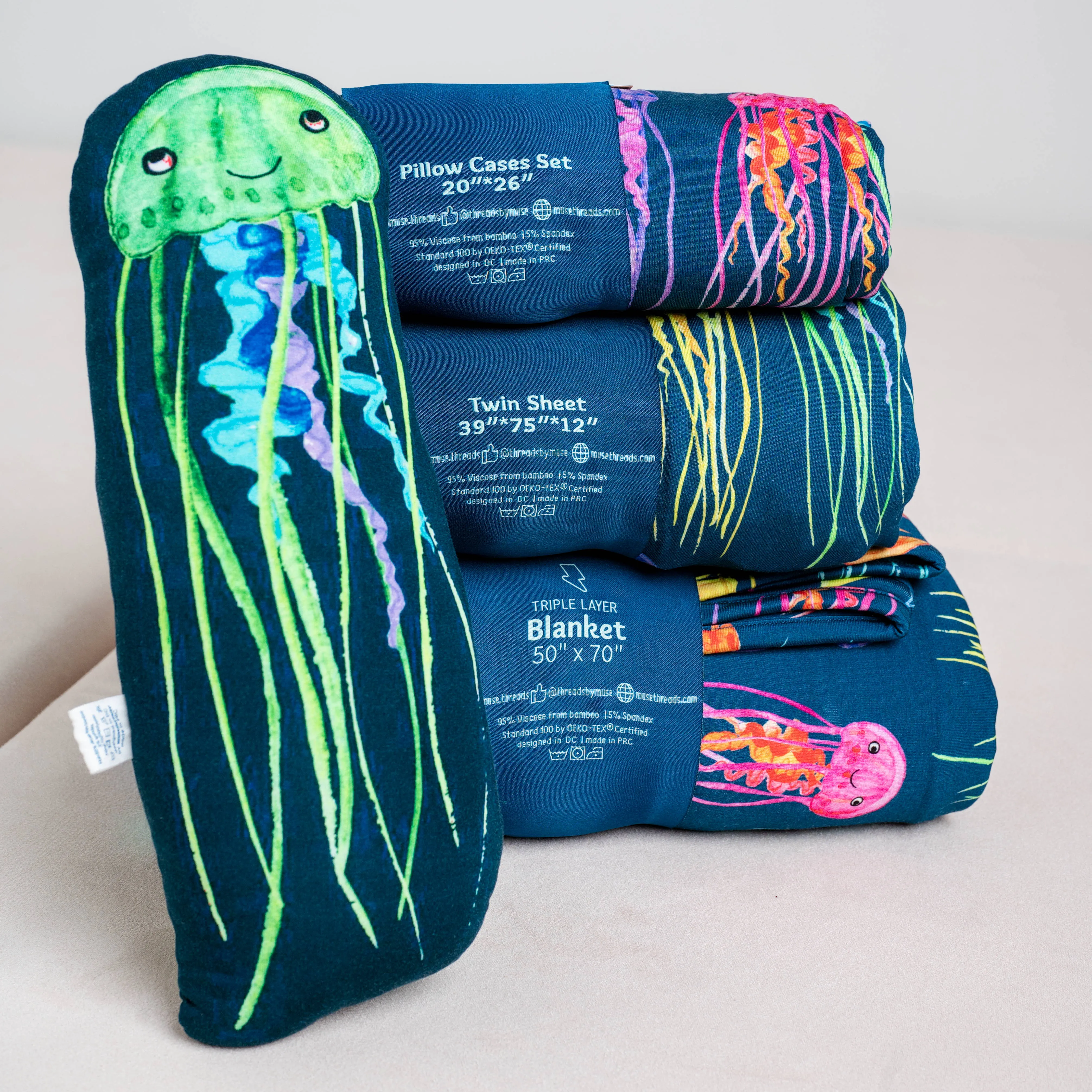 Rainbow Jellies Twin Fitted Sheet (Ships week of July 29)