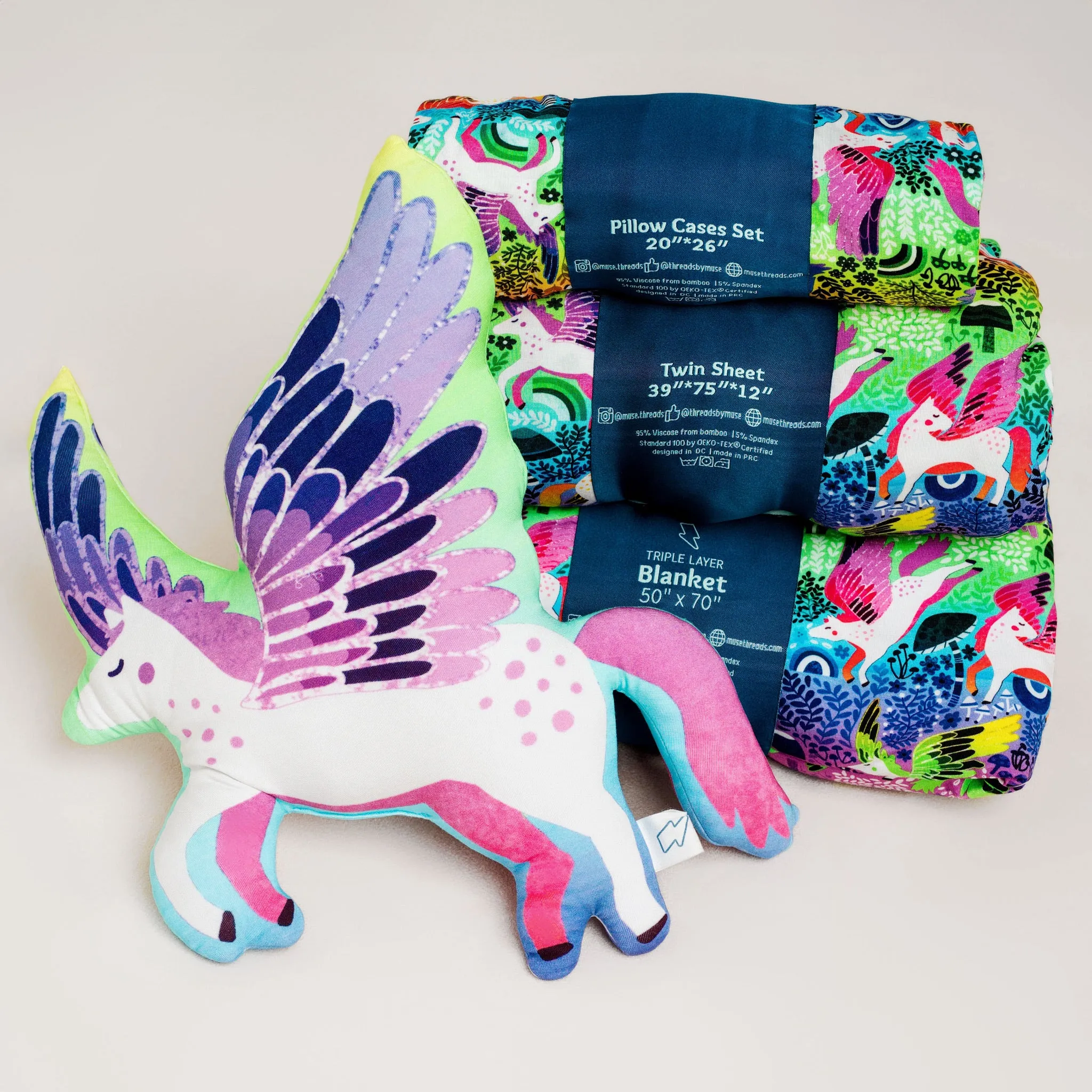 Rainbow Pegasus Pillow Case Set
