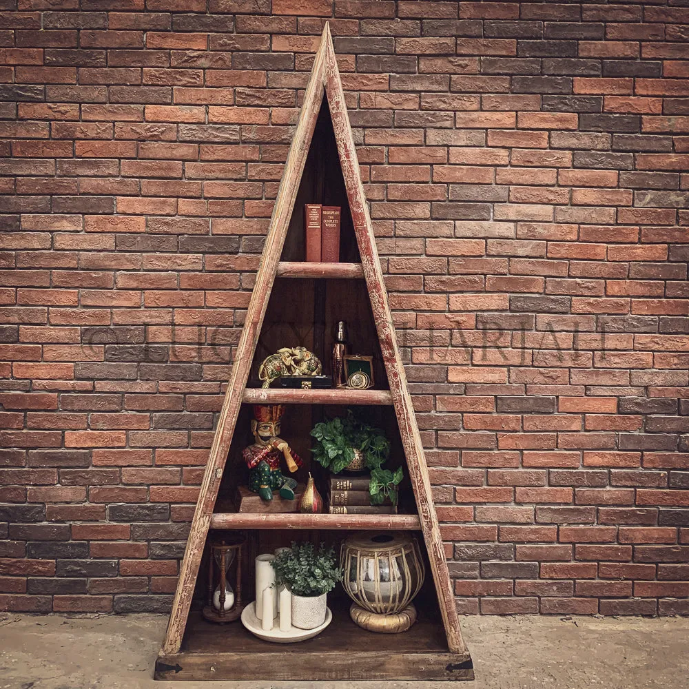 Recycle wood triangle bookshelf