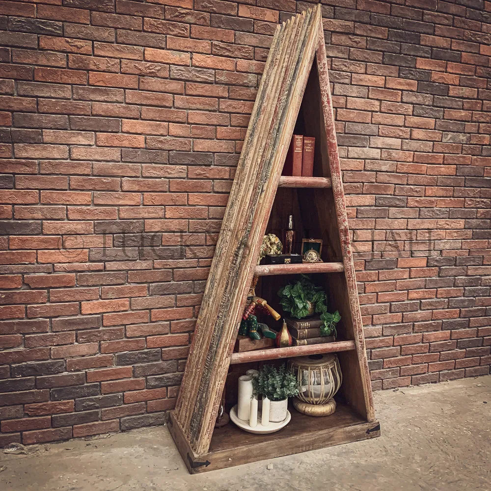 Recycle wood triangle bookshelf