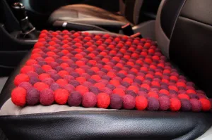 Red Shade Felt Balls Square Mat