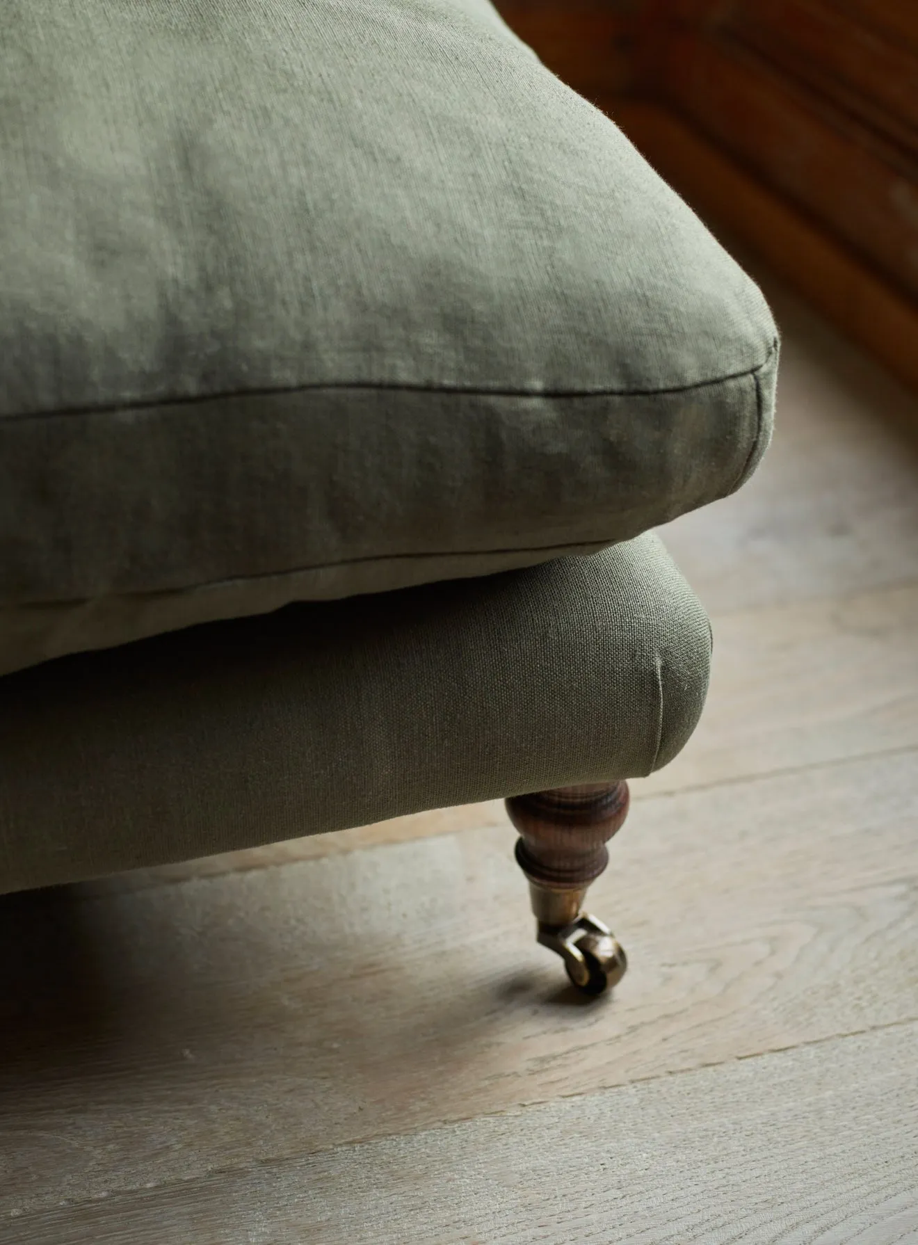 Remy Footstool, Dark Olive Velvet