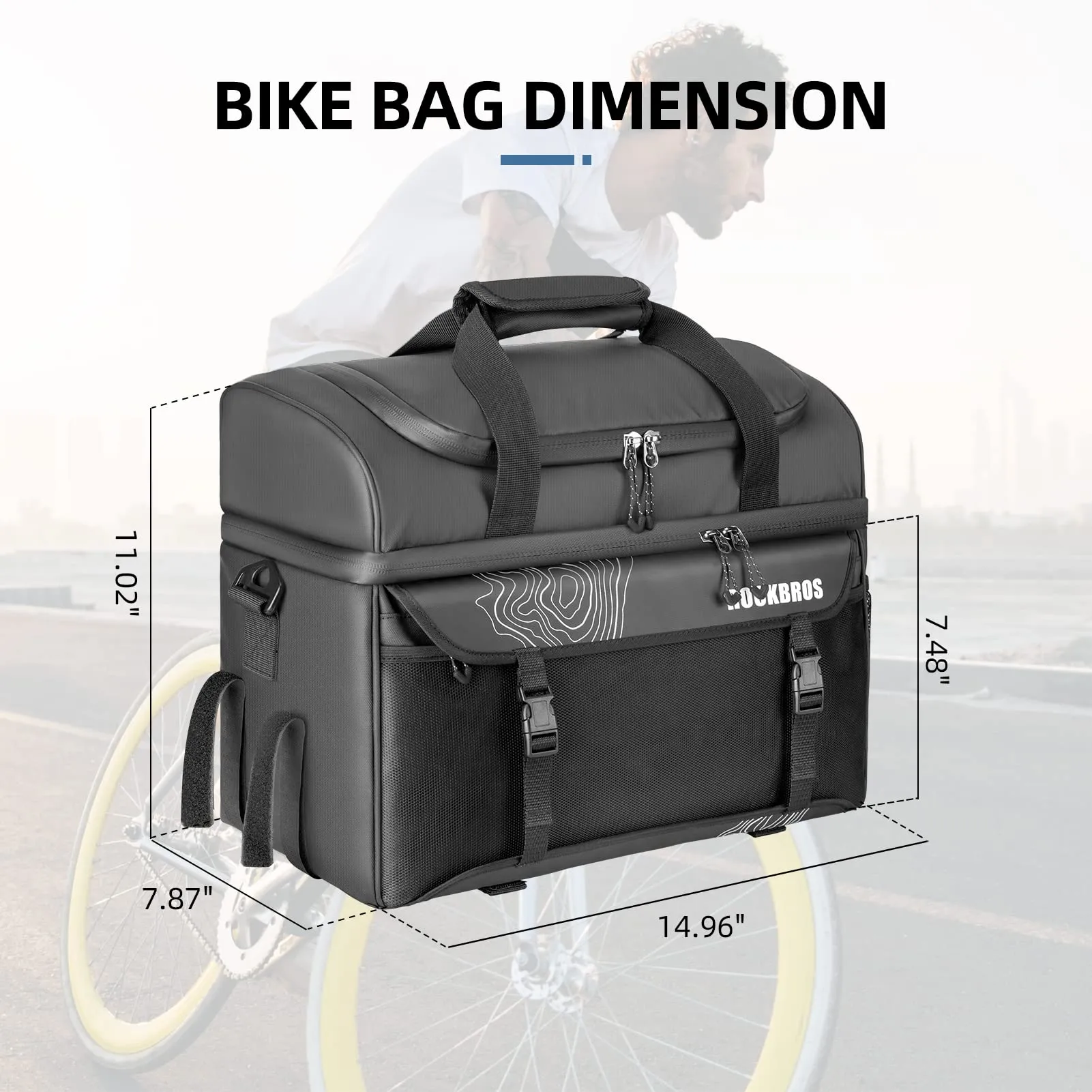 ROCKBROS Bike Trunk Cooler Bag Bicycle Rack Rear Seat Carrier Insulated Panniers 11L