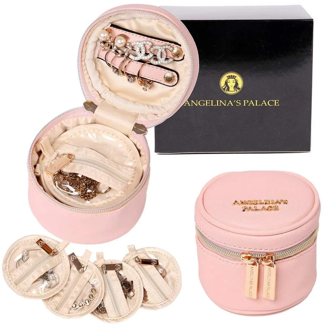 Round Jewelry Case Soft Pink