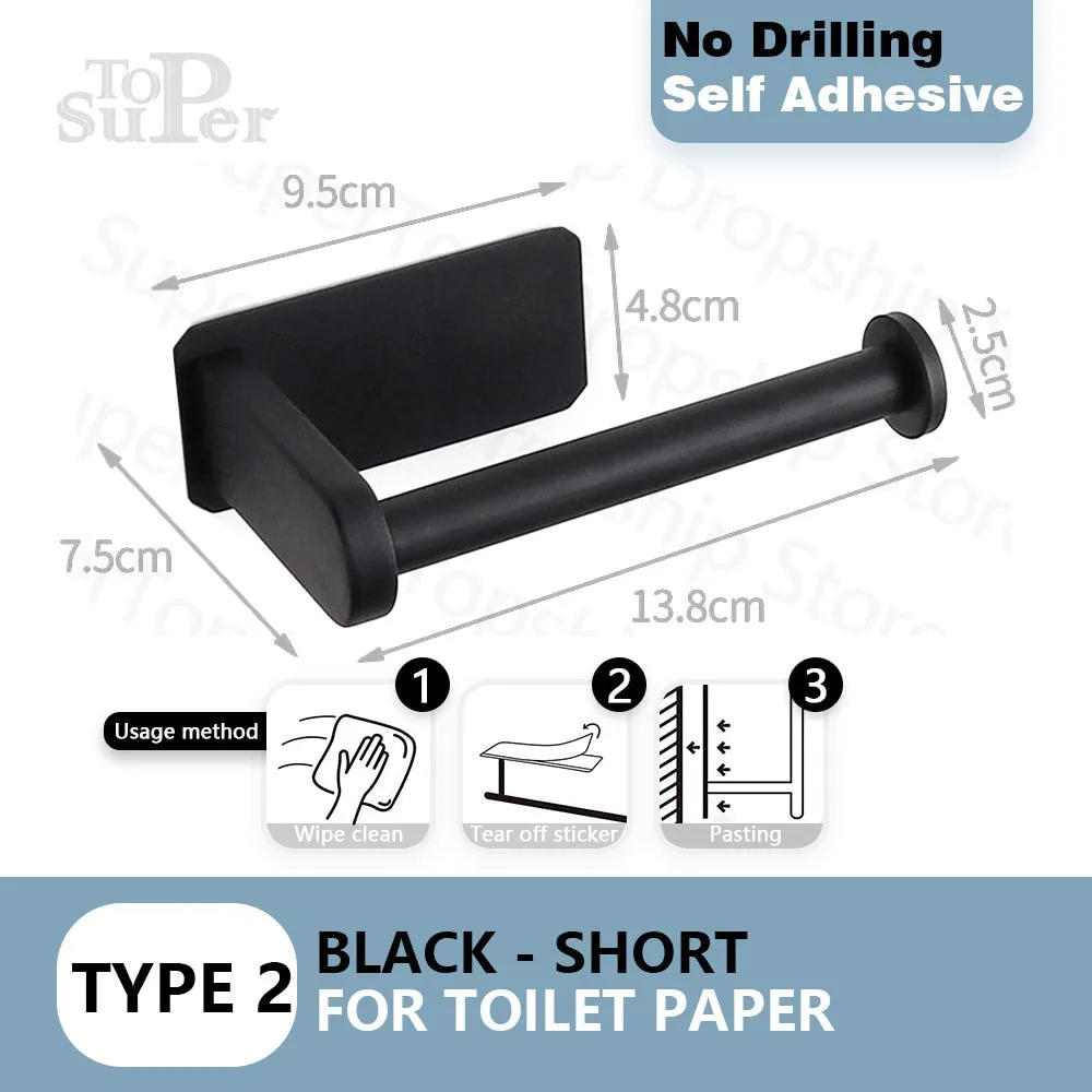 Self Adhesive Toilet Paper Holder No Punching Wall Mounted Paper Towel Holder Shelf Home Appliance Kitchen Bathroom Accessories