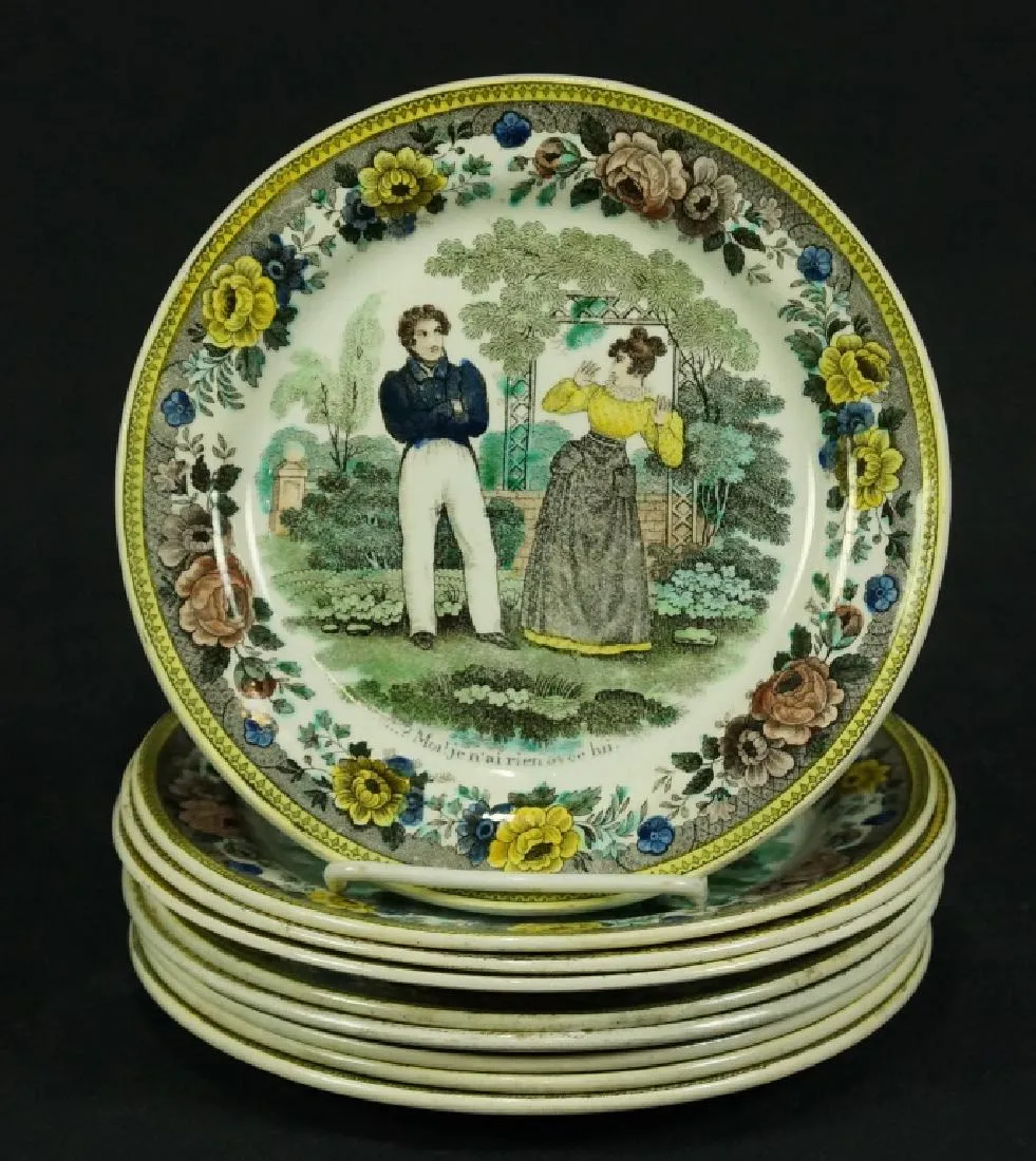 SET OF NINE 19th CENTURY FAIENCE PLATES ( 1800s )