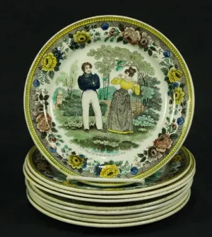 SET OF NINE 19th CENTURY FAIENCE PLATES ( 1800s )