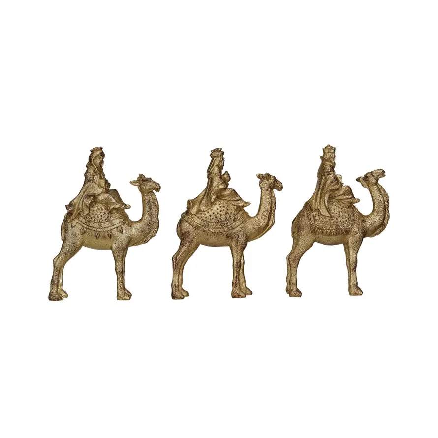 Set of Three Gold Three Wiseman on Camels