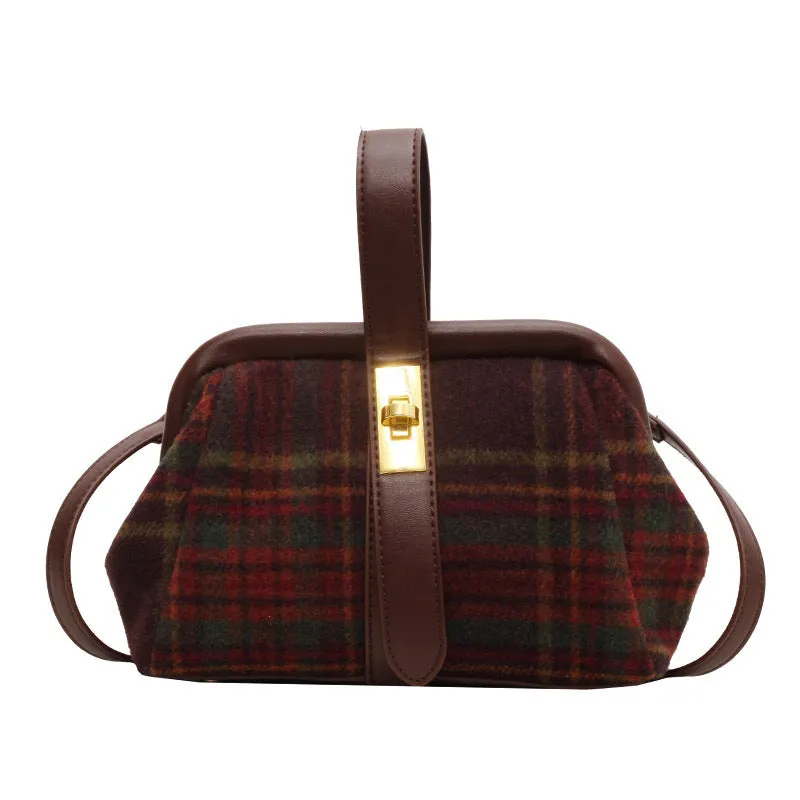 Shell Checkered Shoulder Crossbody Bag