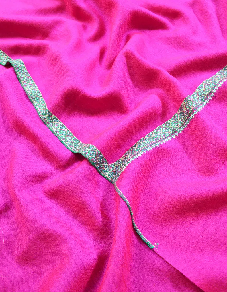 shocking pink embroidery pashmina stole 8443