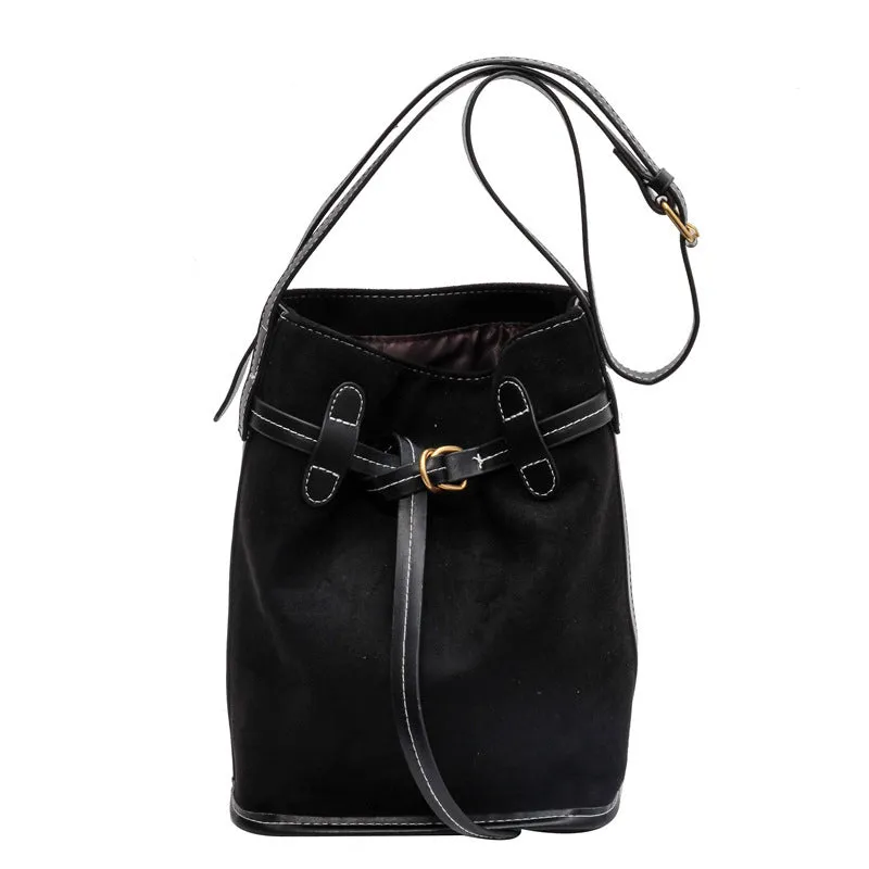 Shoulder Messenger Bag Frosted Bucket Bag