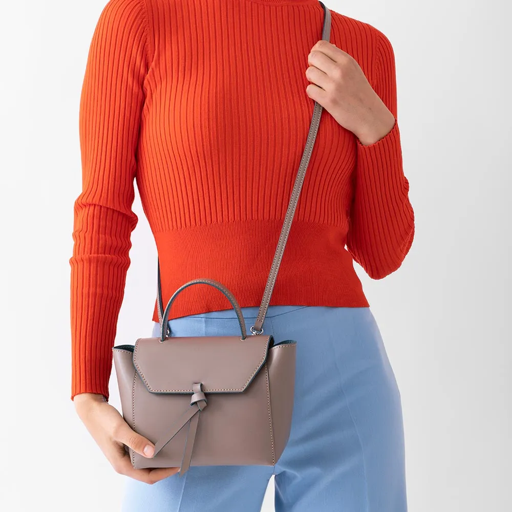 Siena Mini Leather Satchel Crossbody Bag - Fango