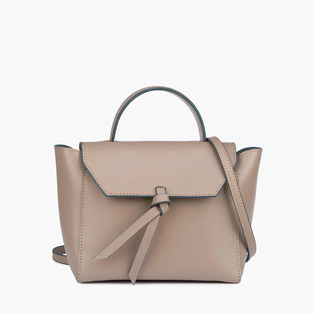 Siena Mini Leather Satchel Crossbody Bag - Fango