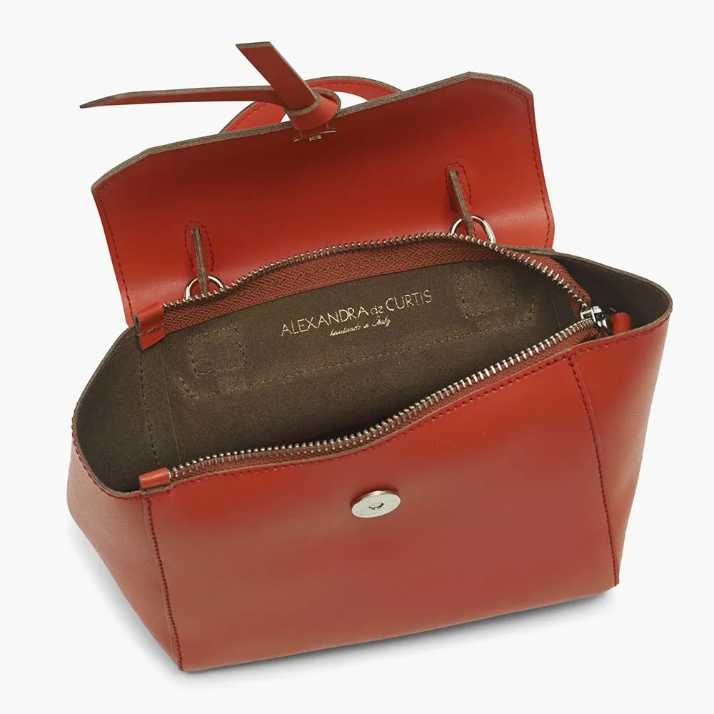 Siena Mini Leather Satchel Crossbody Bag - Orange