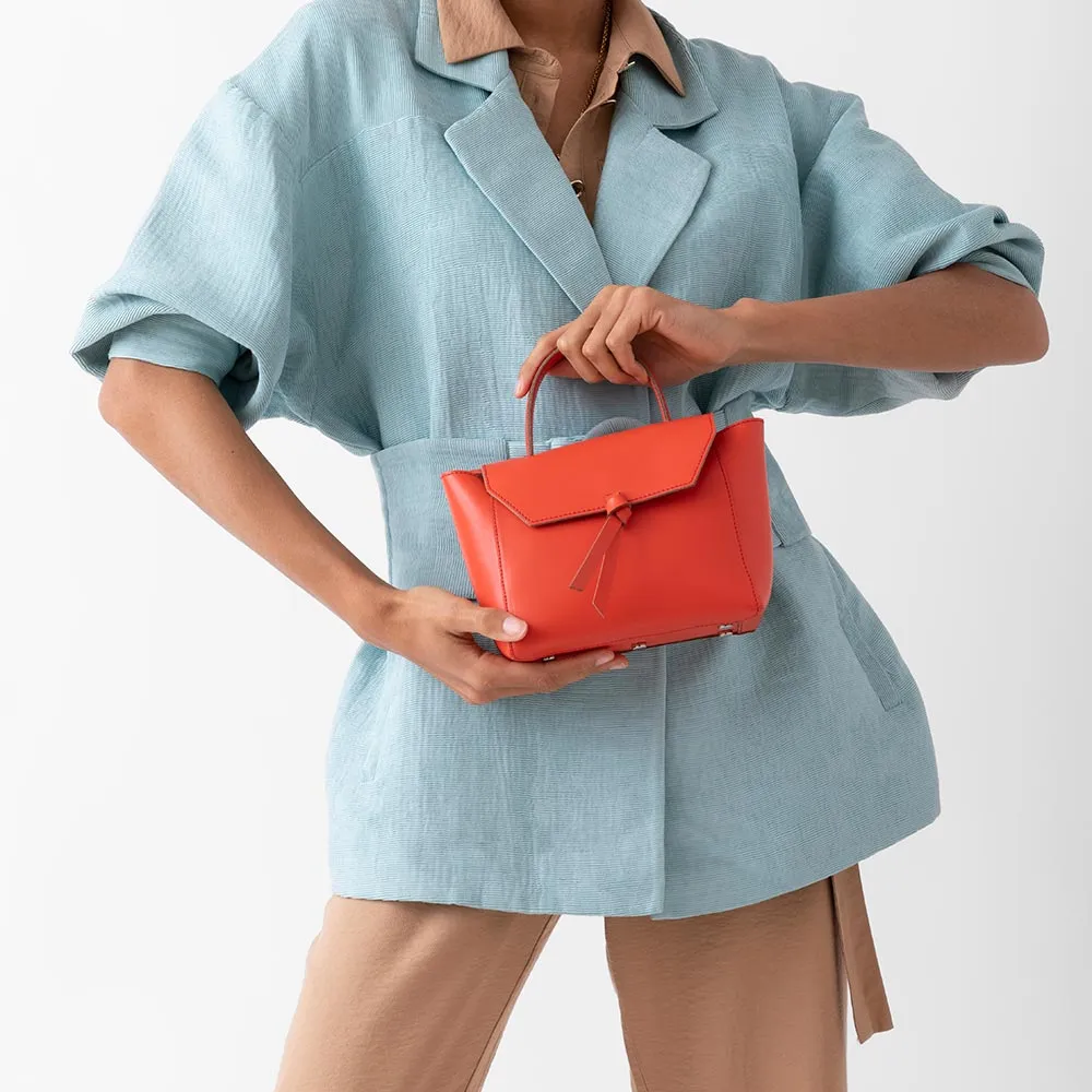 Siena Mini Leather Satchel Crossbody Bag - Orange