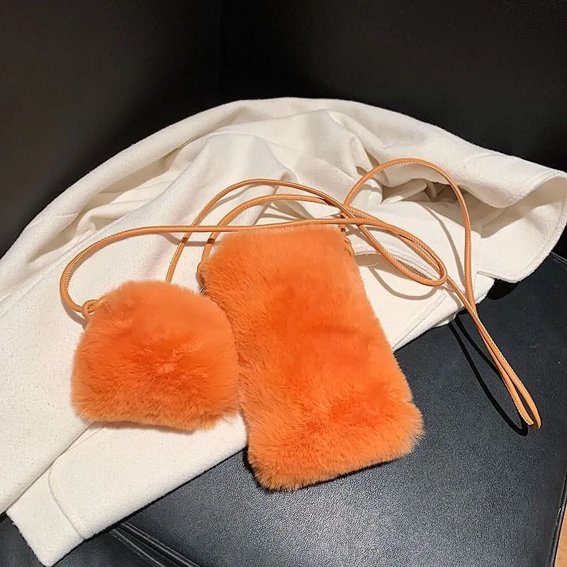 Sling Bag Small Mini Fur Crossbody Phone Bag-Showtown