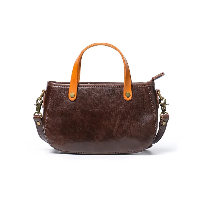 Small Vegetable Tanned Leather Crossbody Handbag