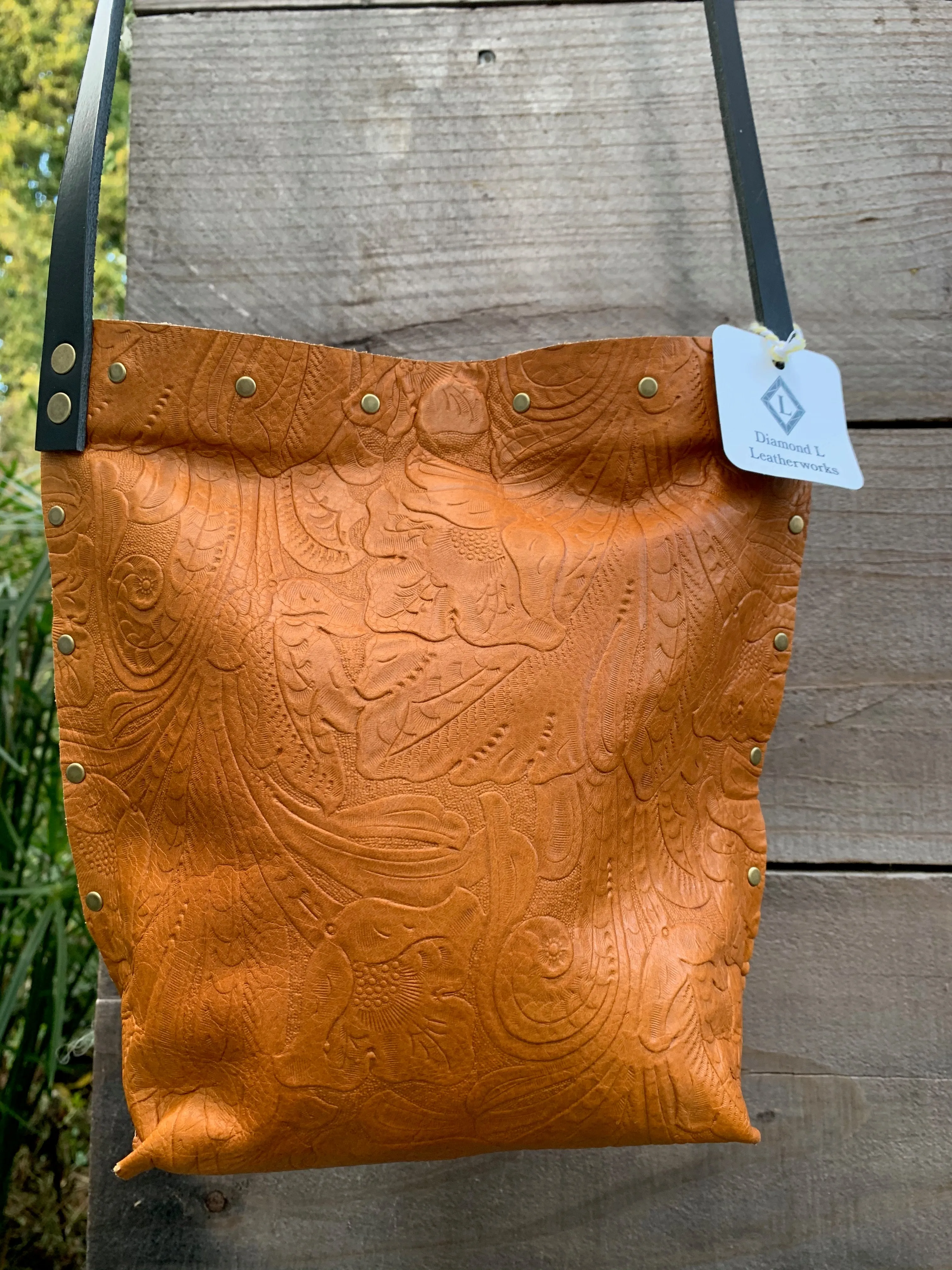 Tan Embossed Urban Crossbody