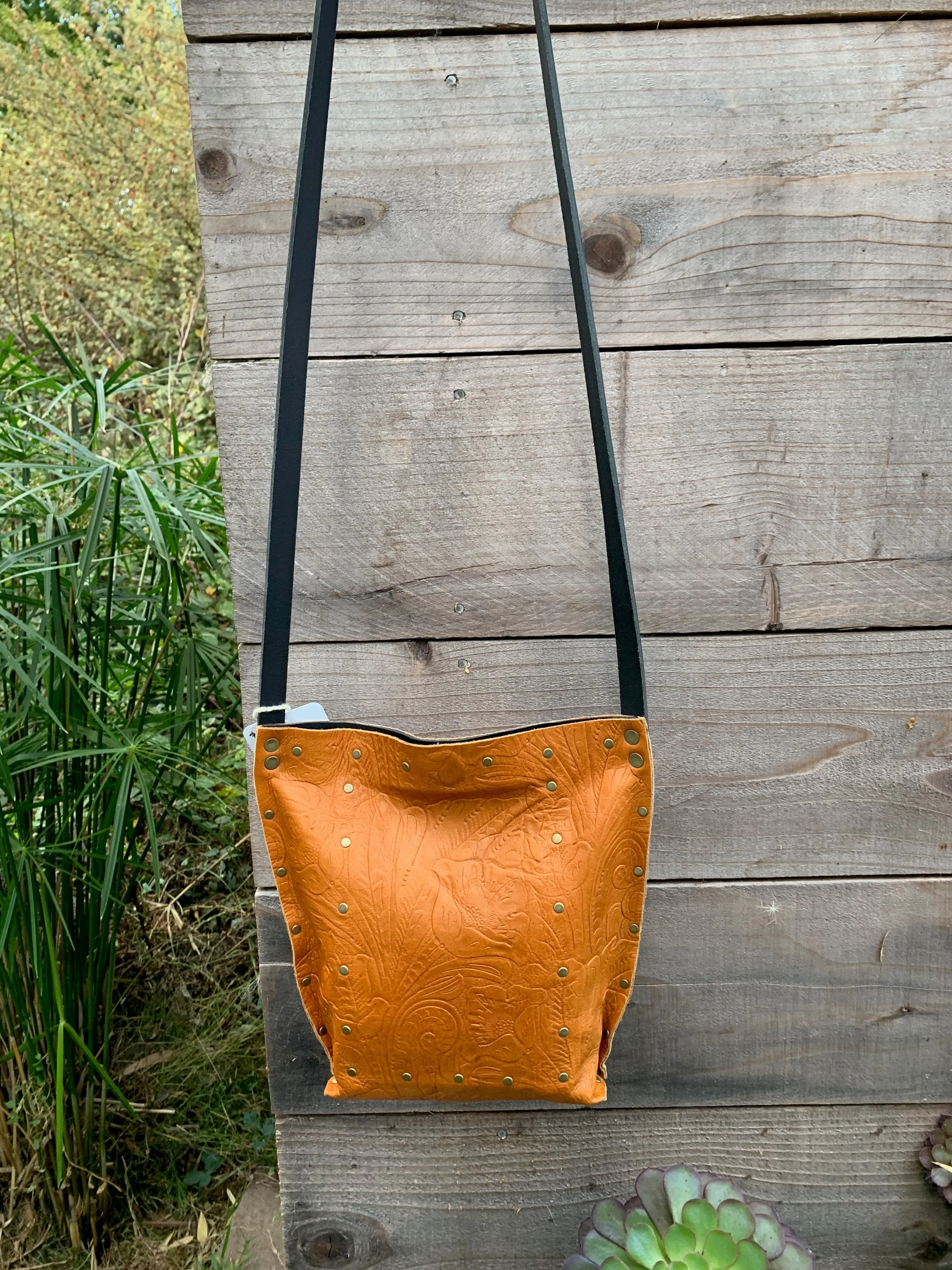Tan Embossed Urban Crossbody