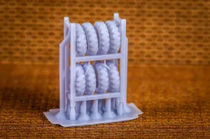 Tire Rack With Truck Tires - N Scale
