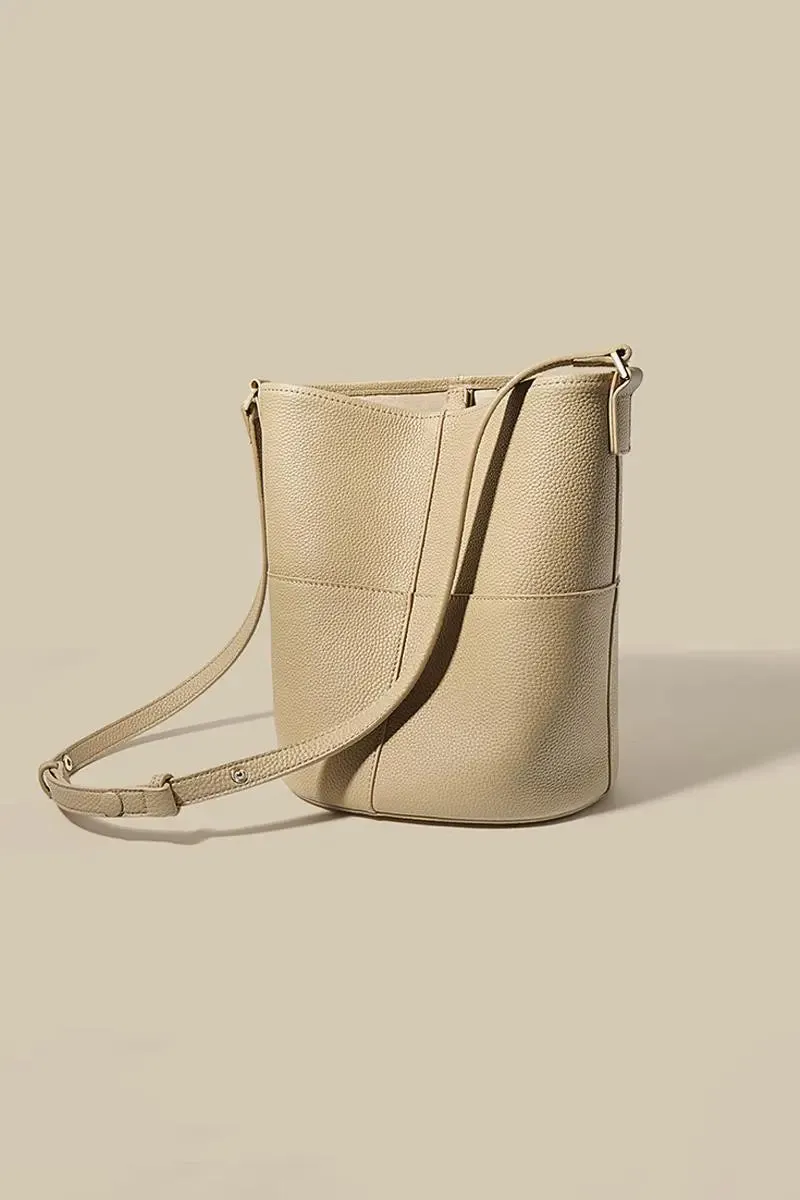 Togo Leather Medium Crossbody Bucket Bag