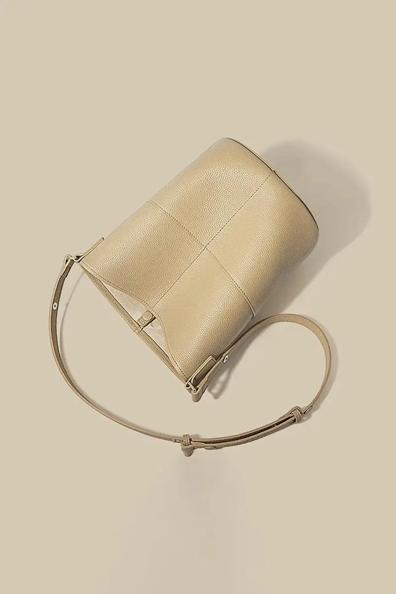 Togo Leather Medium Crossbody Bucket Bag