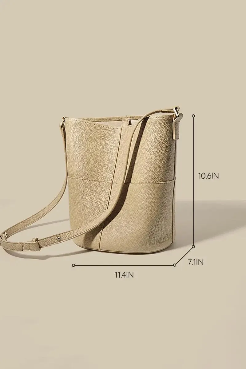 Togo Leather Medium Crossbody Bucket Bag