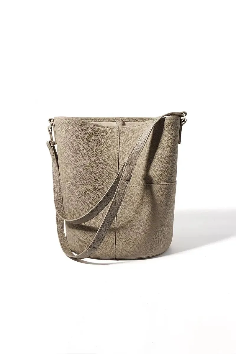 Togo Leather Medium Crossbody Bucket Bag